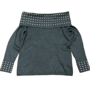 89th & Madison Gray Studded Off-Shoulder Sweater